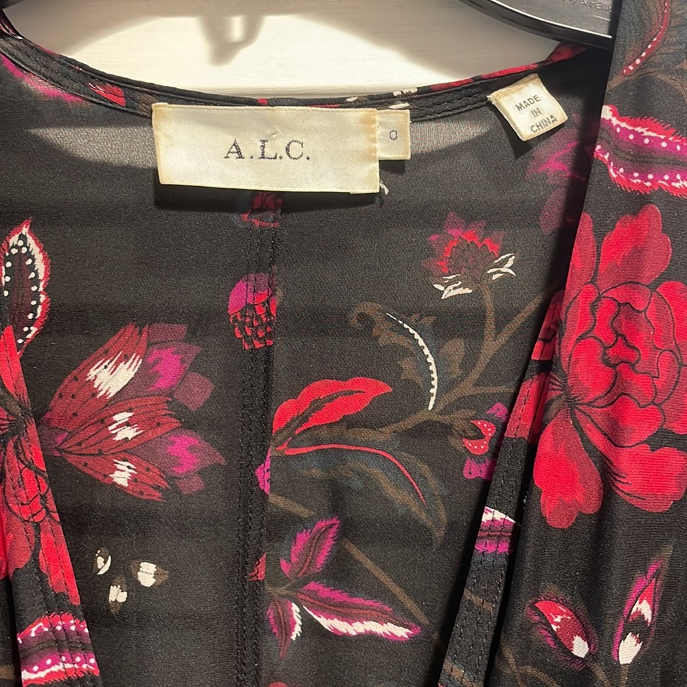 A.L.C. Navy Dress with Red Floral Print - Picture 4 of 10